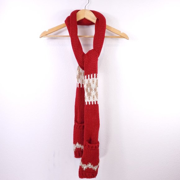 GAP Accessories - GAP Red/White Knit Scarf and Mittens